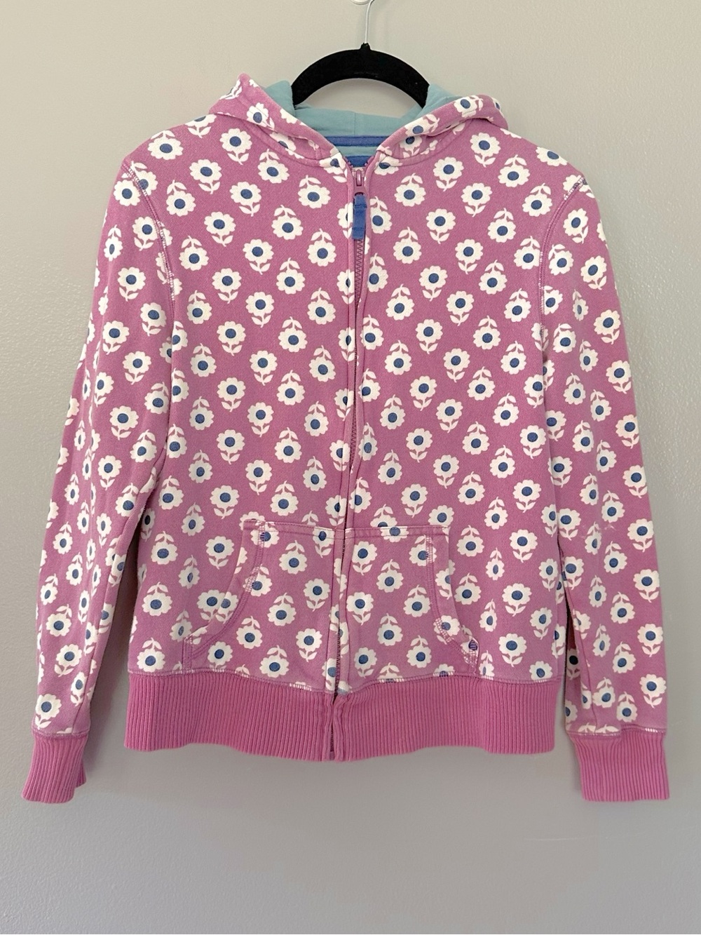 Mini Boden Pink-Purple Floral Hooded Sweatshirt Jacket Girls Size 13-14 y